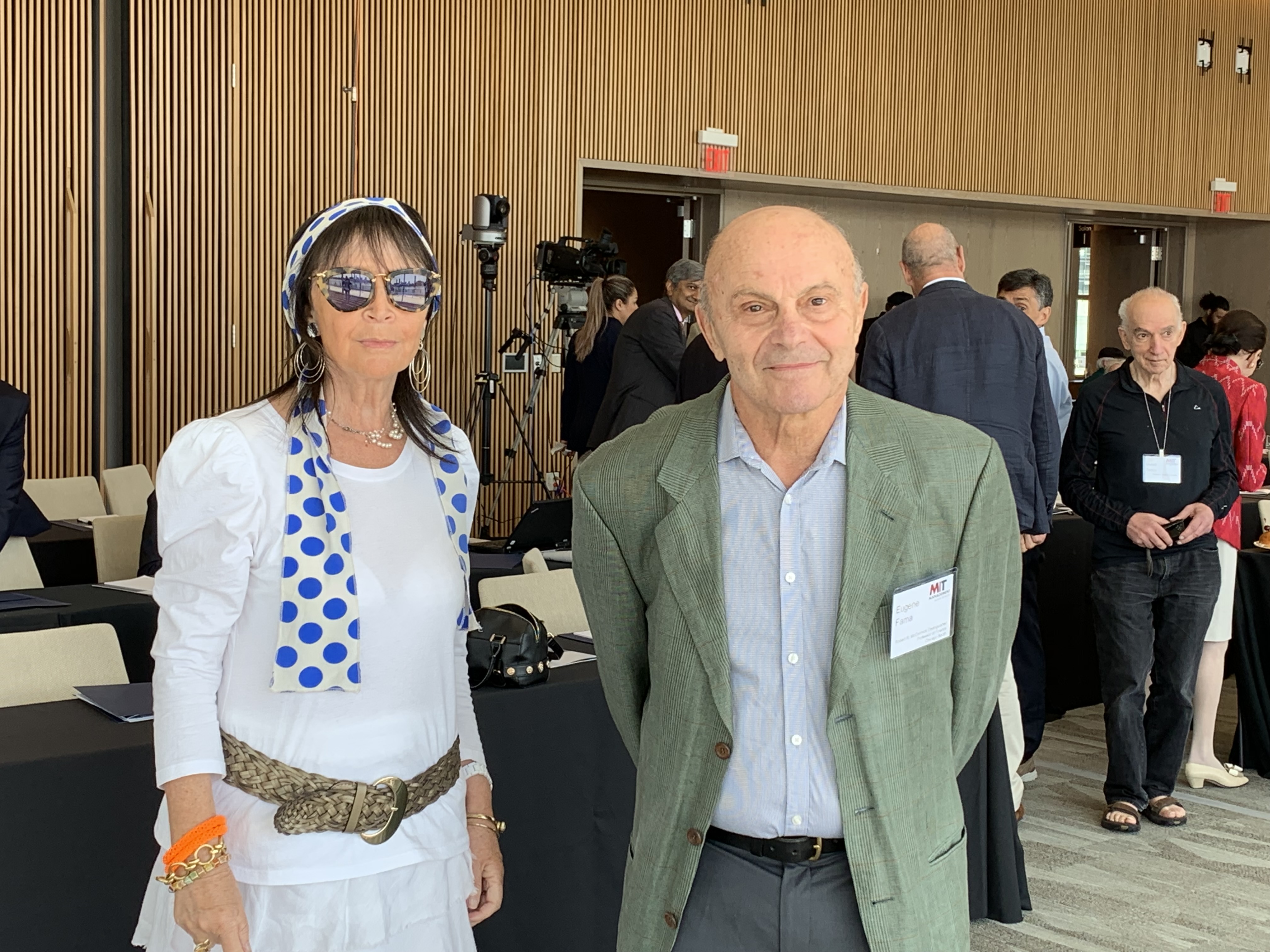 Helyette Geman with Prof Fama at MIT for the 75th birthday of Robert Merton