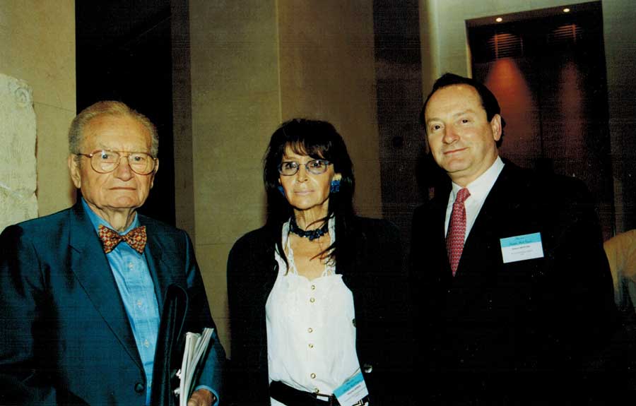 Professor Paul Samuelson, Professor Helyette Geman and Professor Robert Merton at Collège de France